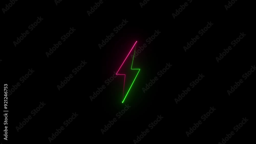 Glowing neon line Lightning bolt icon isolated on black background.charging sign. Charge flash icon. Thunder bolt. Lighting strike. Glowing neon line Lightning bolt icon isolated on black background.charging sign. Charge flash icon. Thunder bolt. Lighting strike.