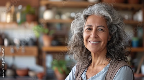 Smiling portrait of a mature female hispanic small business owner