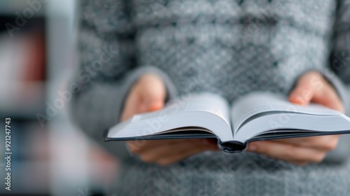 Hands on Open Book With Intricate Patterns in a Softly Lit Environment