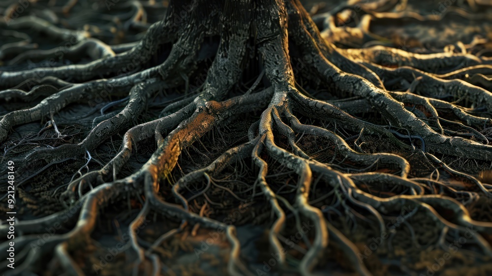 Tree root network as a metaphor for exploring family genealogy Tree root network as a metaphor for exploring family genealogy