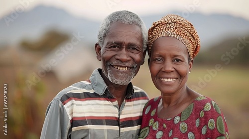 Happy Senior Couple Smiling Together Outdoors in Autumn Park