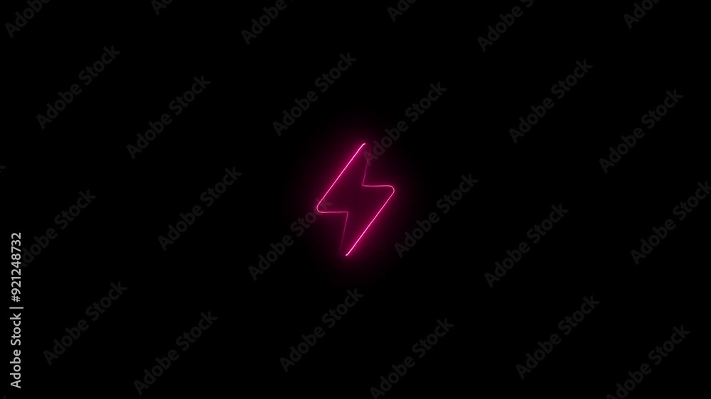 Glowing neon line Lightning bolt icon isolated on black background.charging sign. Charge flash icon. Thunder bolt. Lighting strike. Glowing neon line Lightning bolt icon isolated on black background.charging sign. Charge flash icon. Thunder bolt. Lighting strike.