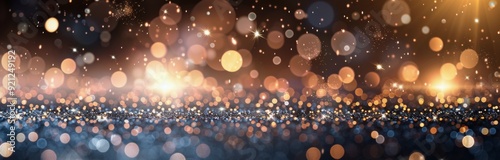 Bokeh Lights and Glittering Sparkles on Dark Background