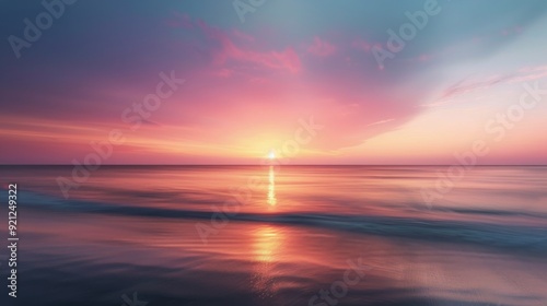 Vibrant Sunset Over Tranquil Ocean Waters at Dusk