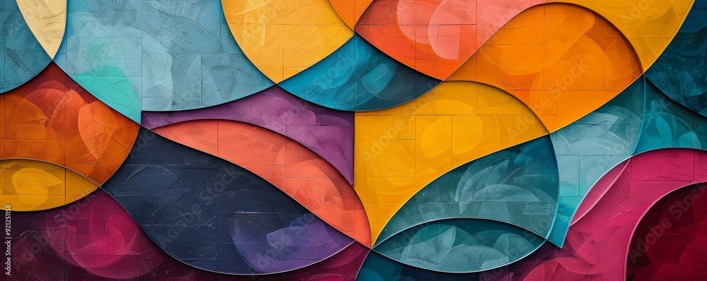 Fototapeta premium Vivid Harmony: A Captivating Display of Colorful Geometric Patterns that Ignite the Imagination and Inspire Creativity in Art Enthusiasts