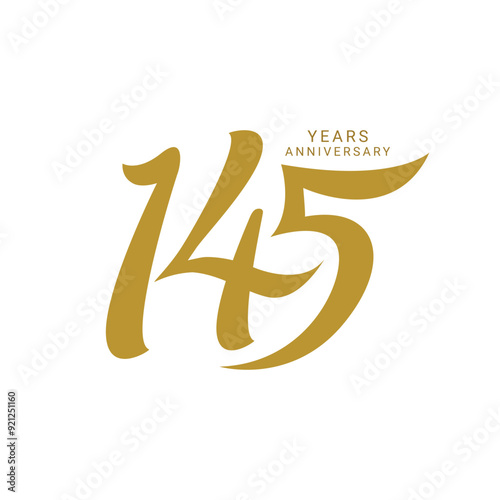 145, 145 Years Anniversary Logo, 145th Logo, Vector Template Design element for invitation, Anniversary, greeting card illustration.