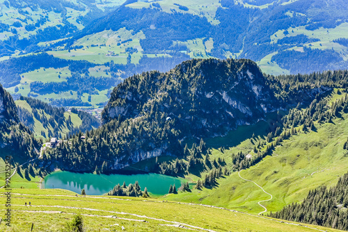 Stockhorn, Hinterstockensee, Bergsee, Mieschflue, Chrindi, Walpersbergflue, Wanderweg, Klettern, Fischer, Aussicht, Alpen, Berner Oberland, Simmental, Kanton Bern, Sommer, Schweiz photo