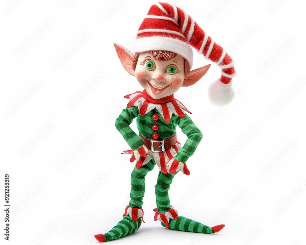 Elf in Green Costume. Christmas Isolated Character in Red and Green for Merry Holiday Season Elf in Green Costume. Christmas Isolated Character in Red and Green for Merry Holiday Season