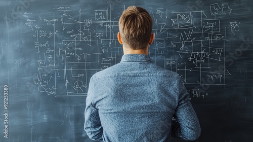 Business strategist drawing up a complex diagram on a digital whiteboard, [Strategic thinking], [entrepreneurship].