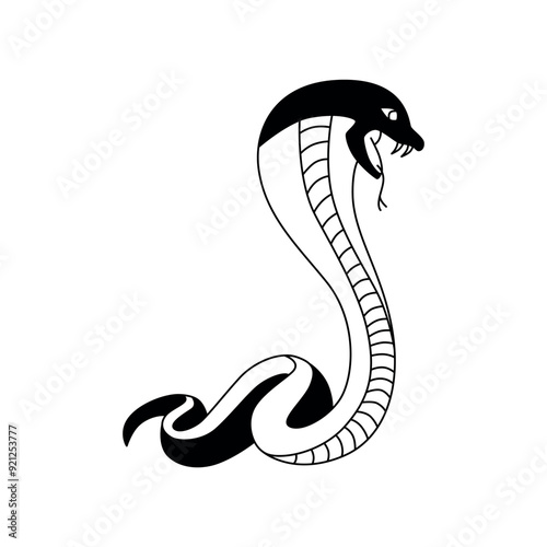 Snake line - symbol Chinese oriental New Year 2025 symbol. Vector stock hand drawing illustration for design template tattoo or congratulations greeting card, banner, calendar. Editable stroke.