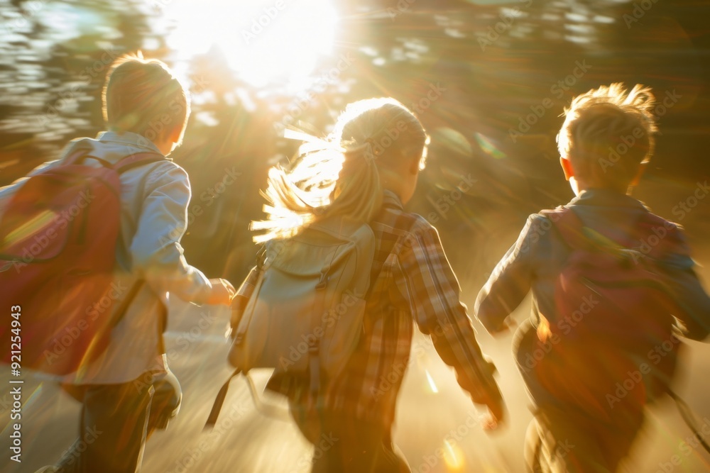 Fototapeta premium running to school