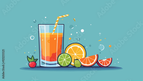 Vibrant Multifruit Juice Vector Illustration