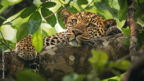 The Sri Lankan Leopard: A symbol of the island's biodiversity, this elusive big cat roams its lush jungles, embodying strength, grace, and conservation significance photo