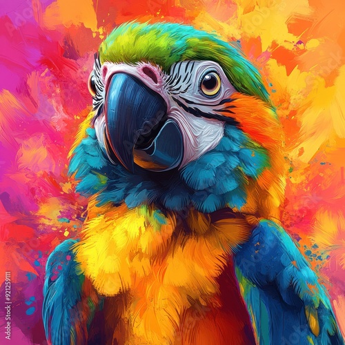 Radiant parrot with intense feathers in a vivid setting