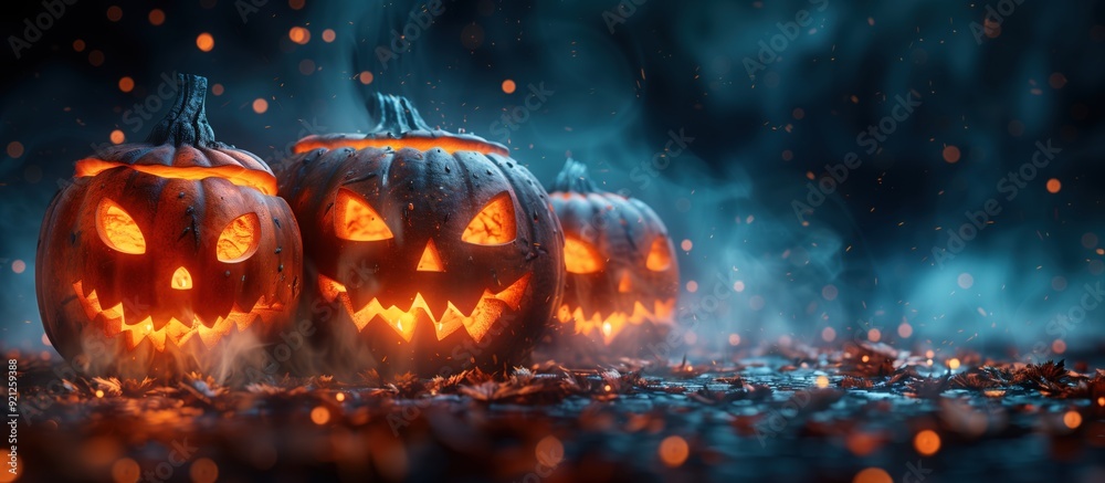 Halloween background. Spooky pumpkins in abstract background. Halloween design with copyspace Halloween background. Spooky pumpkins in abstract background. Halloween design with copyspace