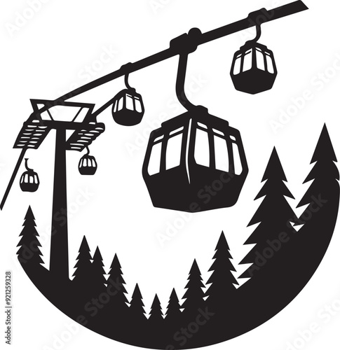 Cable Car vector silhouette illustration logo art
