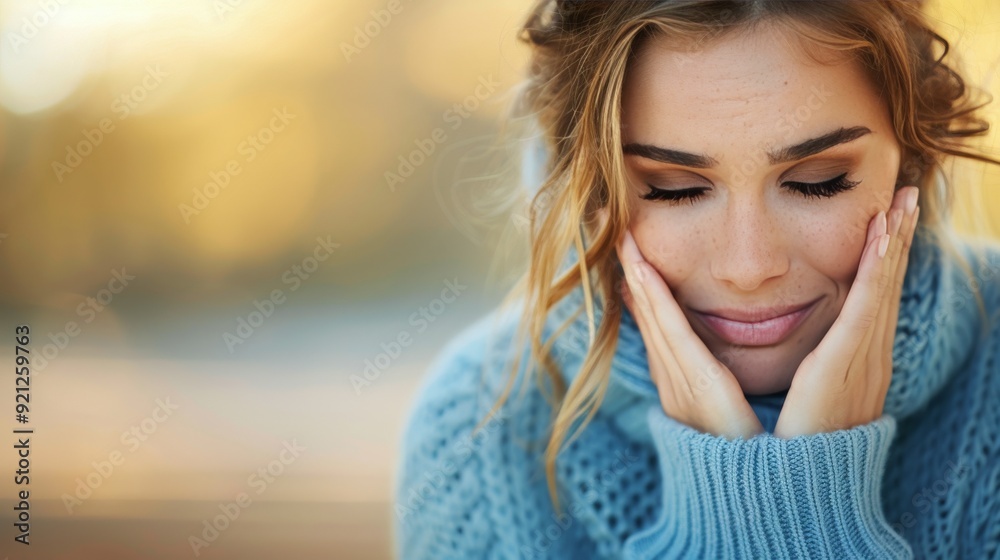 Emotional Woman Covering Face With Hands in Contemplation at Home Emotional Woman Covering Face With Hands in Contemplation at Home