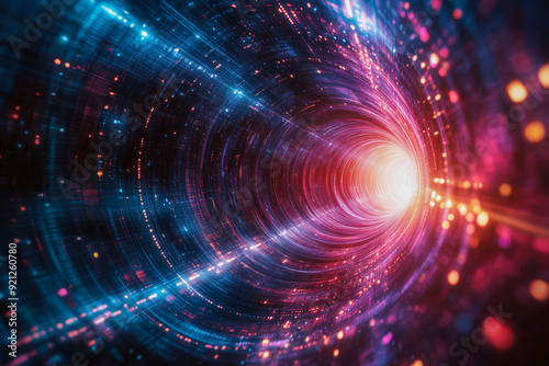 Concept of leading in business, warp speed wormhole science design