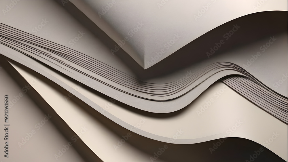 A stylish 3D rendering of layered paper-like textures in neutral tones ...