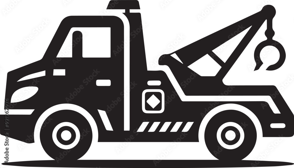 Naklejka premium Tow Truck vector silhouette illustration logo