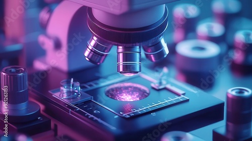 In vitro microscopy samples under examination
