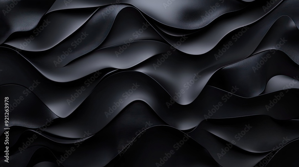 Obraz premium Textured 3D black background with intricate patterns and soft shadows, ideal for rich and immersive visuals.