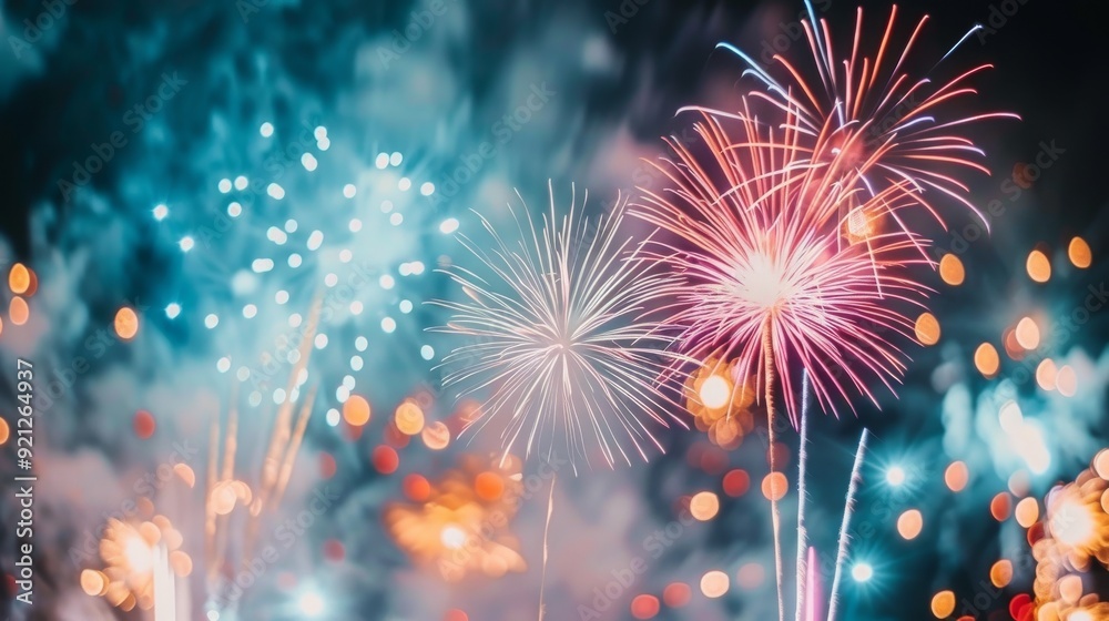 Fototapeta premium Delicate Bloom With Sparkling Petals Against a Dark Background at Night