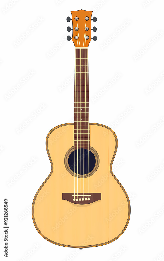 Obraz premium Detailed Vector Illustration of Acoustic Guitars Showcasing Polished Wood Finish and Craftsmanship for Musical Performances