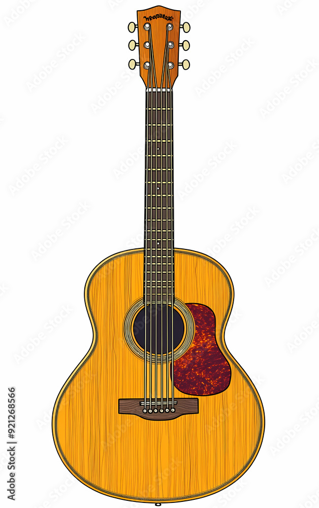 Obraz premium Detailed Vector Illustration of Acoustic Guitars Showcasing Polished Wood Finish and Craftsmanship for Musical Performances