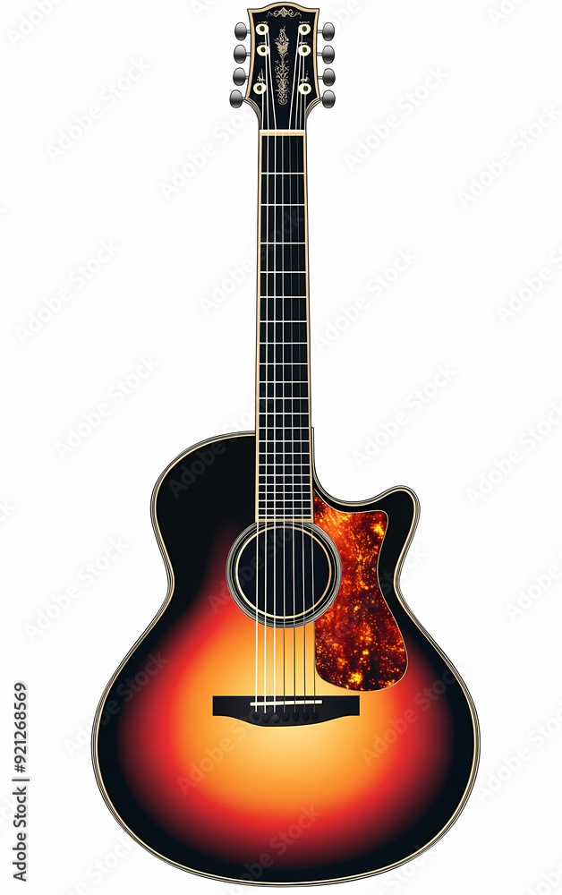 Naklejka premium Detailed Vector Illustration of Acoustic Guitars Showcasing Polished Wood Finish and Craftsmanship for Musical Performances