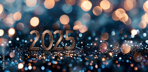 New Year Celebration Decor With Glitter and Lights at Midnight