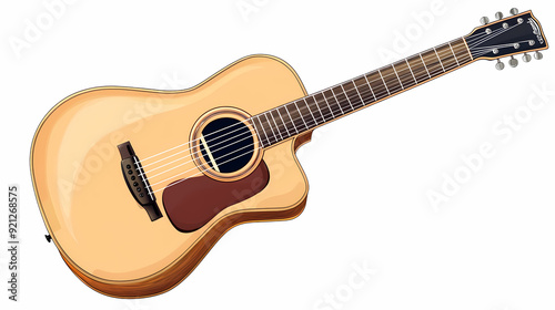 Detailed Vector Illustration of Acoustic Guitars Showcasing Polished Wood Finish and Craftsmanship for Musical Performances