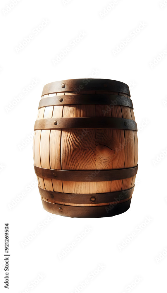 Obraz premium Old wooden barrel isolated on transparent background 