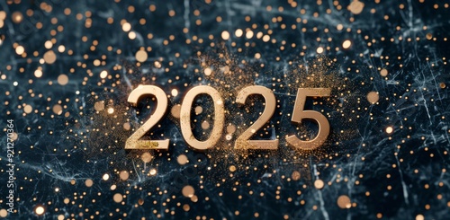 Glittering Numbers Representing the Year 2025 With Sparkling Background