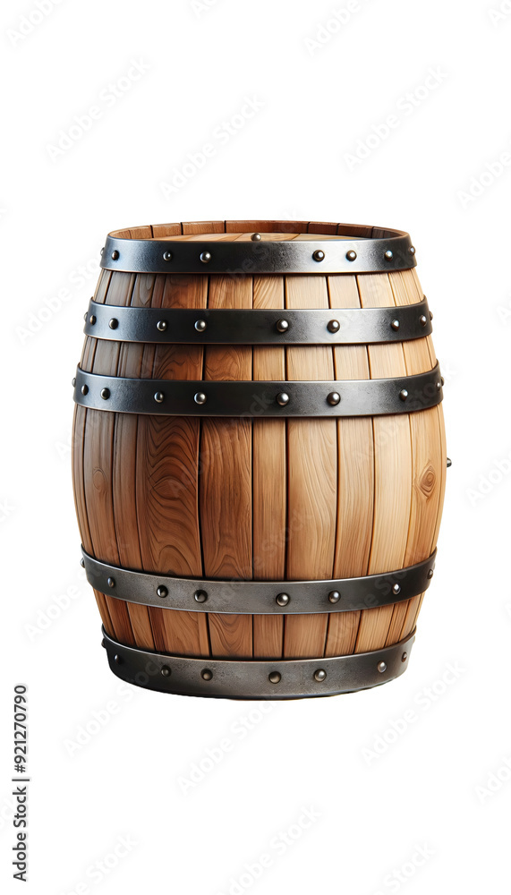 Obraz premium Old wooden barrel isolated on transparent background 