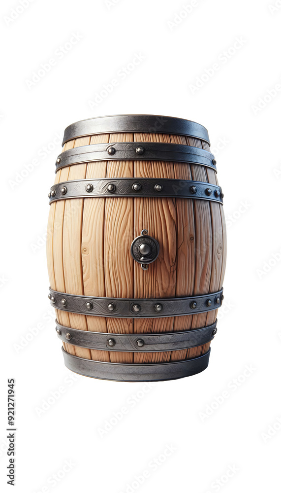 Obraz premium Old wooden barrel isolated on transparent background 