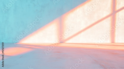 Tranquil Pastel Blue Urban Stucco Surface with Soft Sunrise Light Beams - Minimalist Composition and Soothing Mood
