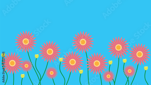 beautifull flower on blue background, pattern, vector illustration