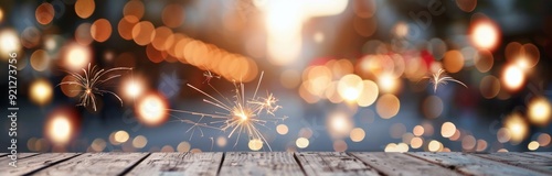 Sparklers Glowing Against a Blurred City Street at Dusk