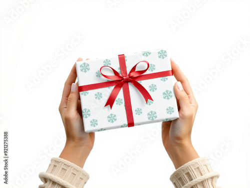 Gift Box in Hand Mockup
A gift box mockup held in two hands, with customizable wrapping paper and ribbon, ideal for holiday or event branding.