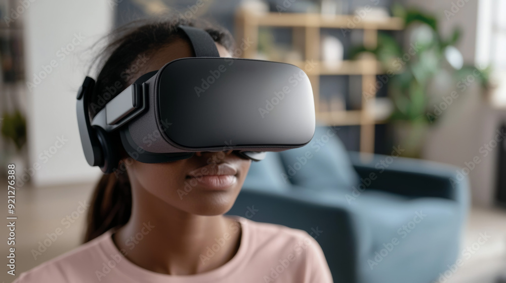 a woman wearing virtual headset a woman wearing virtual headset