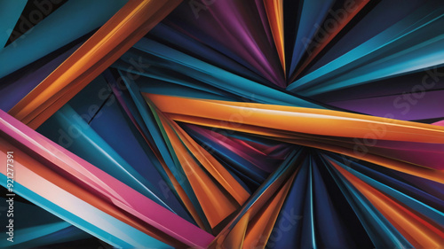 Wallpaper Mural A vibrant abstract illustration featuring intersecting angular shapes in bold hues of orange, blue, and purple, creating a striking geometric pattern Torontodigital.ca