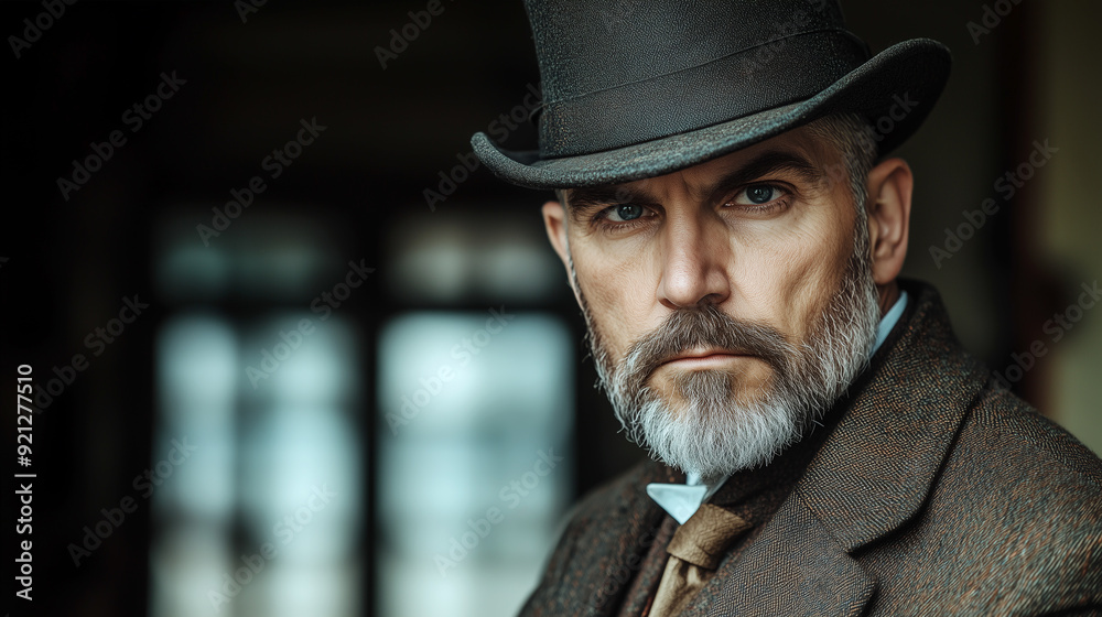 Portrait of an elegant man with hat from the nineteenth century. Portrait of an elegant man with hat from the nineteenth century.