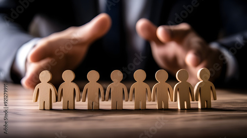 Concepto de estrategia empresarial de trabajo en equipo de liderazgo de gestión de recursos humanos