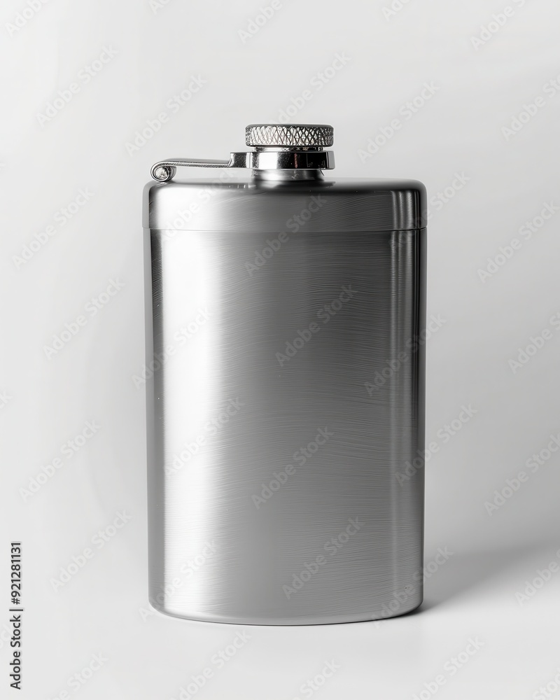 Flask - Stainless Steel Hip Flask for Alcohol in Close Up Shot Flask - Stainless Steel Hip Flask for Alcohol in Close Up Shot