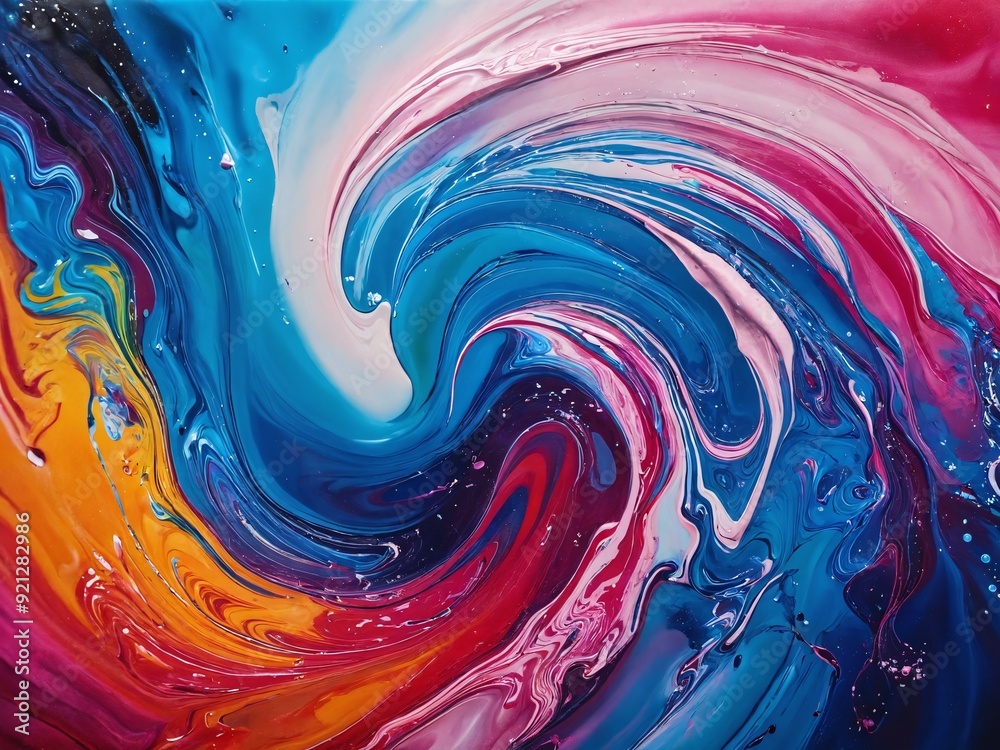 Vibrant swirling colors create dynamic abstract art piece at gallery exhibition Vibrant swirling colors create dynamic abstract art piece at gallery exhibition
