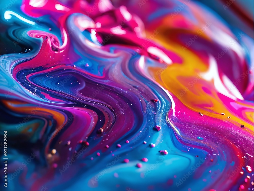 Vibrant abstract swirls of colorful paints blending together on canvas Vibrant abstract swirls of colorful paints blending together on canvas