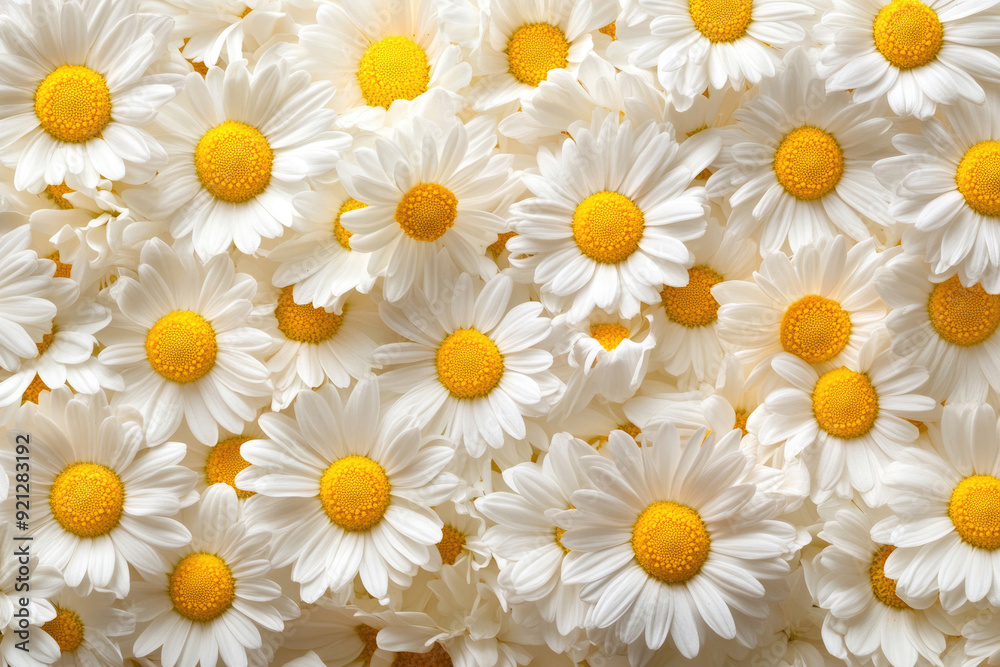 A charming display of daisies creates a fresh, sunny background. A charming display of daisies creates a fresh, sunny background.