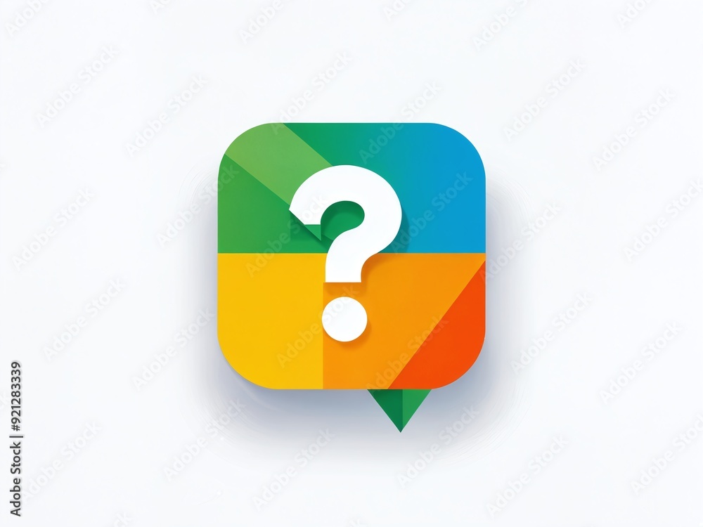 Simple colorful question mark icon representing inquiry and curiosity in design