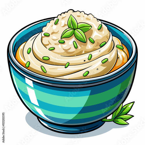 Deliciously creamy mashed cauliflower with art vector